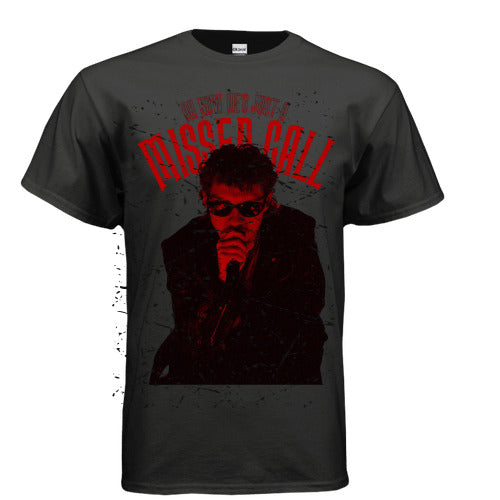 ‘MISSED CALL’ CONCURT DISTRESSED RED GRAPHIC T-SHIRT