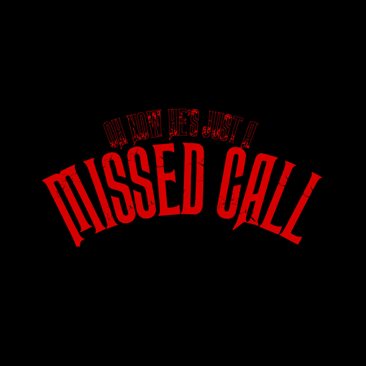 ‘MISSED CALL’ CONCURT DISTRESSED RED GRAPHIC T-SHIRT
